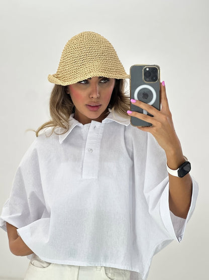 CH - 6090- Relaxed Fit Collar Top | Chakoor