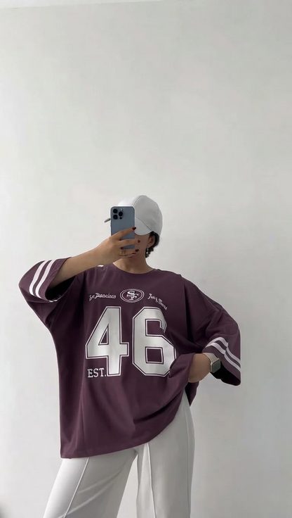 CH-6091 - Varsity Oversized Graphic Tee | Chakoor