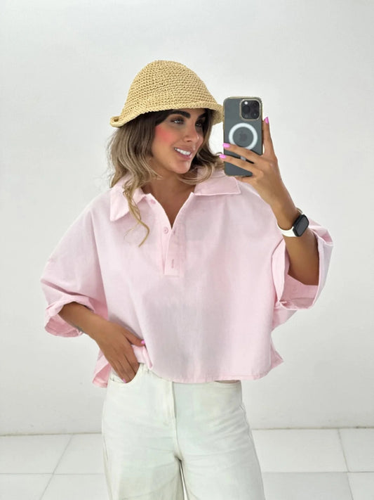 CH - 6090- Relaxed Fit Collar Top | Chakoor