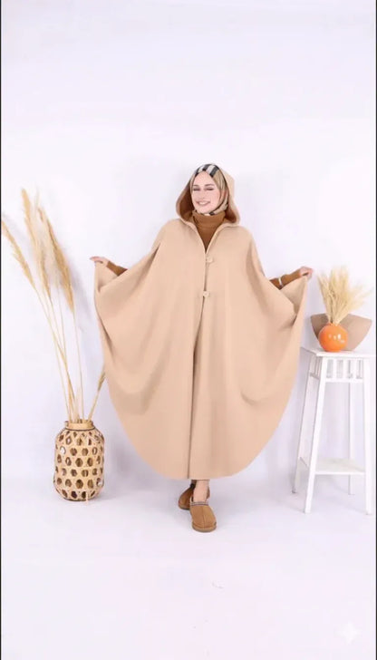 Ch 591 |Chakoor| Long hooded Button Windbreaker Cloak