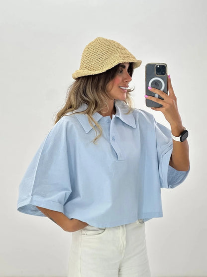 CH - 6090- Relaxed Fit Collar Top | Chakoor