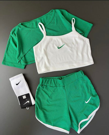 Ch # 459 Matching tripe set upper shirt inner shirt with boxer short for women