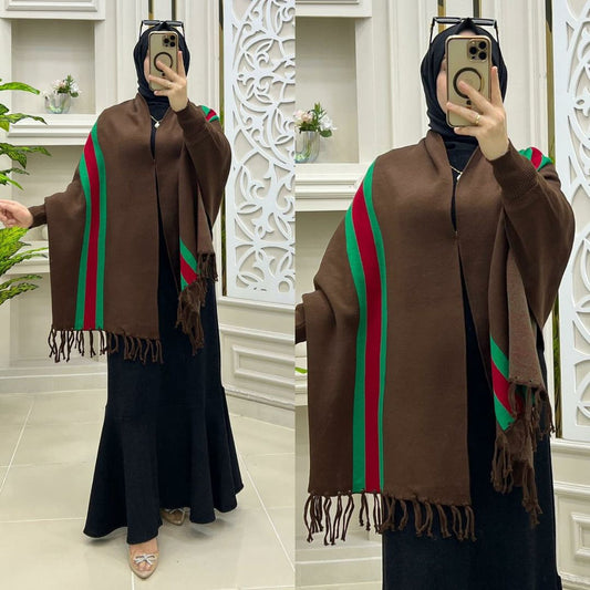 Ch # 514 Chakoor Free Flow Fleece Printed Poncho