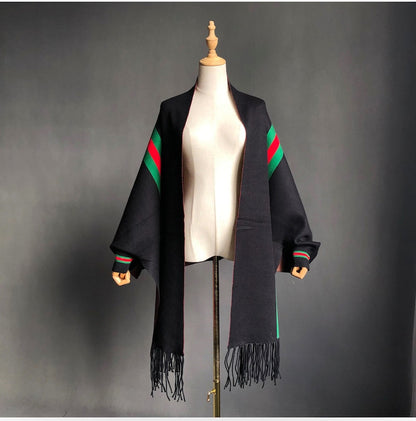 Ch # 514 Chakoor Free Flow Fleece Printed Poncho
