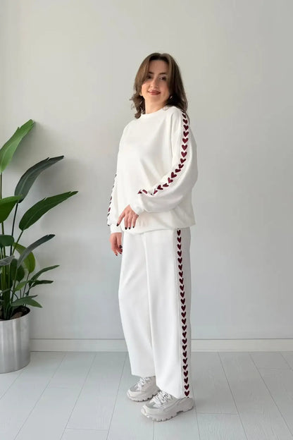 CH 588 Chakoor Side Heart printed warm winter fleece co ord Set