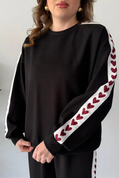 CH 588 Chakoor Side Heart printed warm winter fleece co ord Set