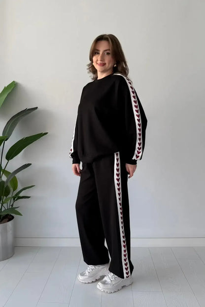 CH 588 Chakoor Side Heart printed warm winter fleece co ord Set