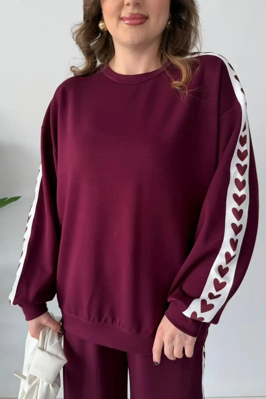 CH 588 Chakoor Side Heart printed warm winter fleece co ord Set
