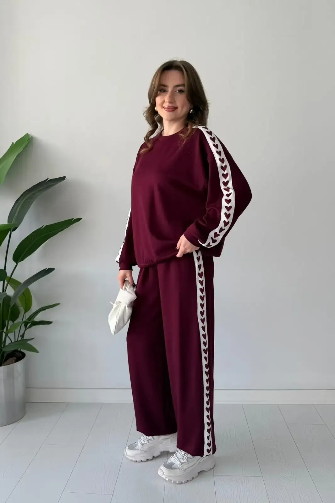 CH 588 Chakoor Side Heart printed warm winter fleece co ord Set