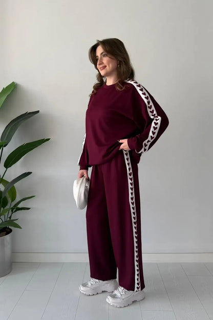 CH 588 Chakoor Side Heart printed warm winter fleece co ord Set