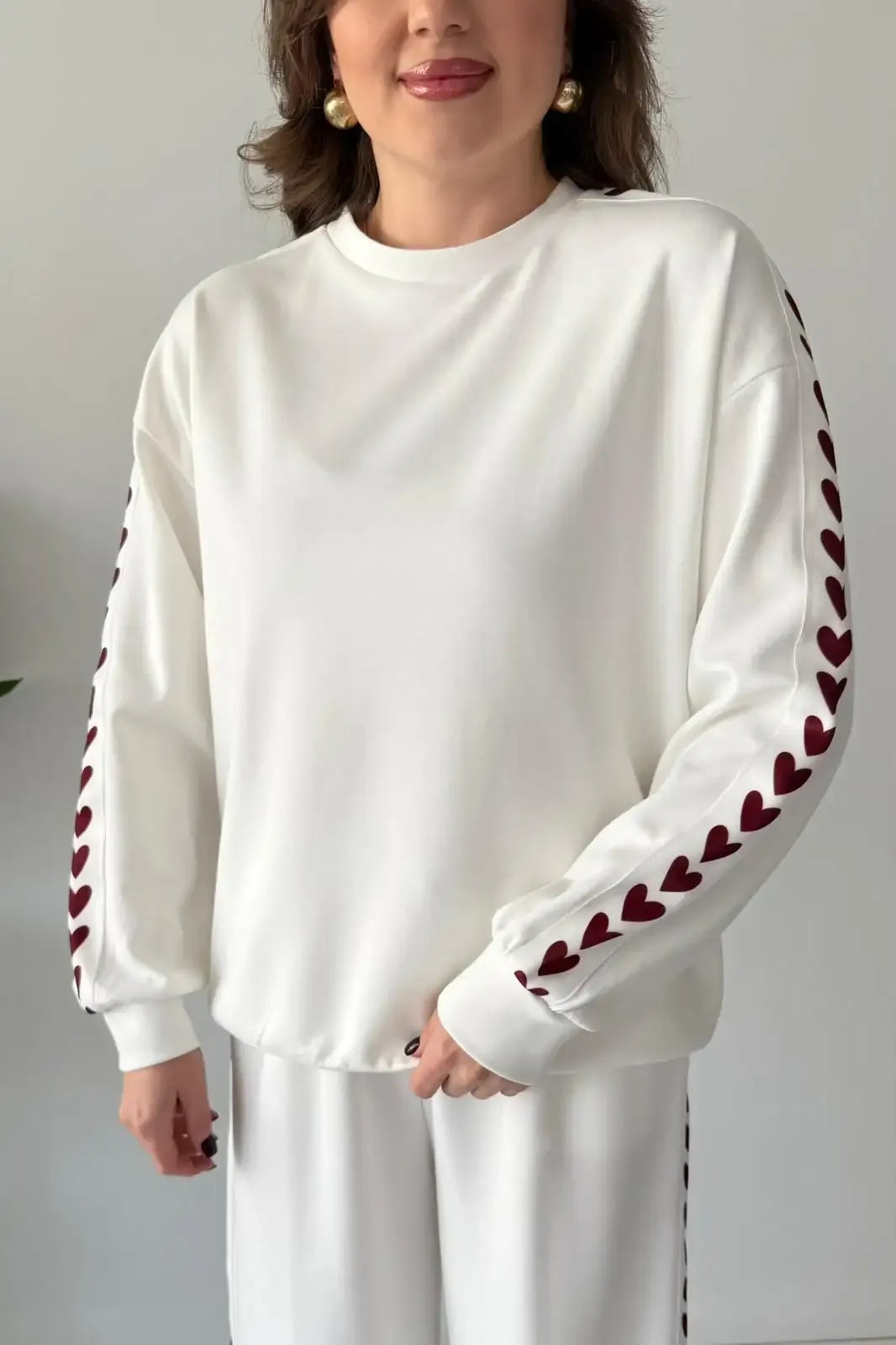 CH 588 Chakoor Side Heart printed warm winter fleece co ord Set