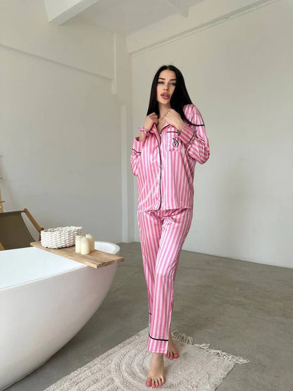 CH # 578 | Luxury Printed Silk Pajama Set For Women | D 5
