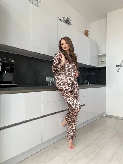 CH # 578 | Luxury Printed Silk Pajama Set For Women | D 3