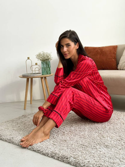 CH # 578 | Luxury Printed Silk Pajama Set For Women | D 8
