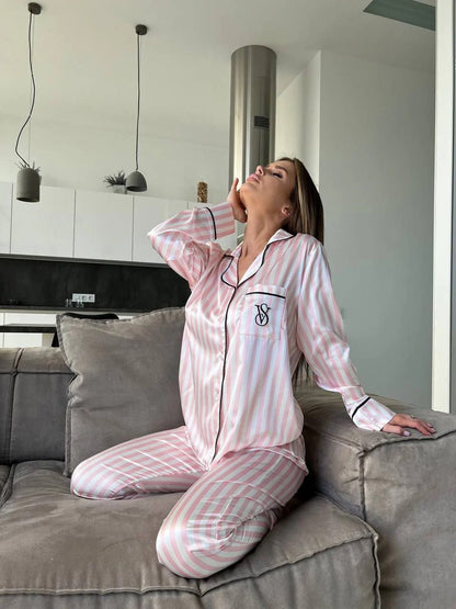 CH # 578 | Luxury Printed Silk Pajama Set For Women | D 2