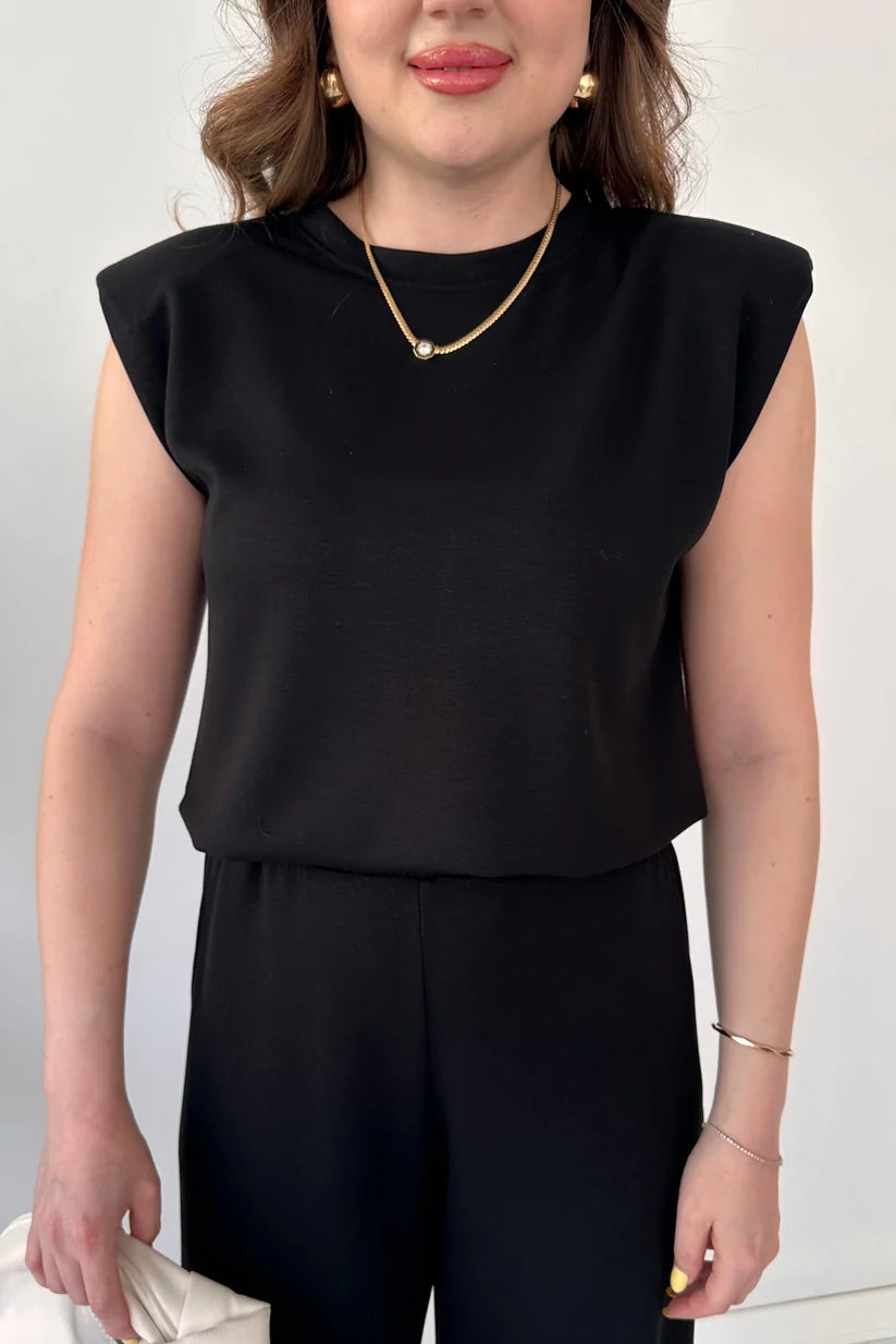 women co ord set sleeveless top wide leg pants casual elegant outfit minimal style comfortable everyday wear trendy matching set 02