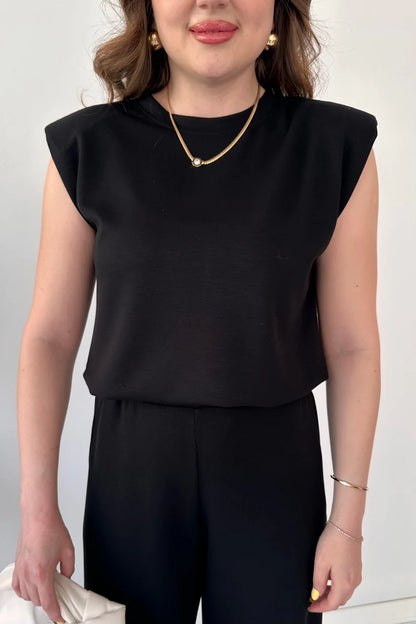 women co ord set sleeveless top wide leg pants casual elegant outfit minimal style comfortable everyday wear trendy matching set 02