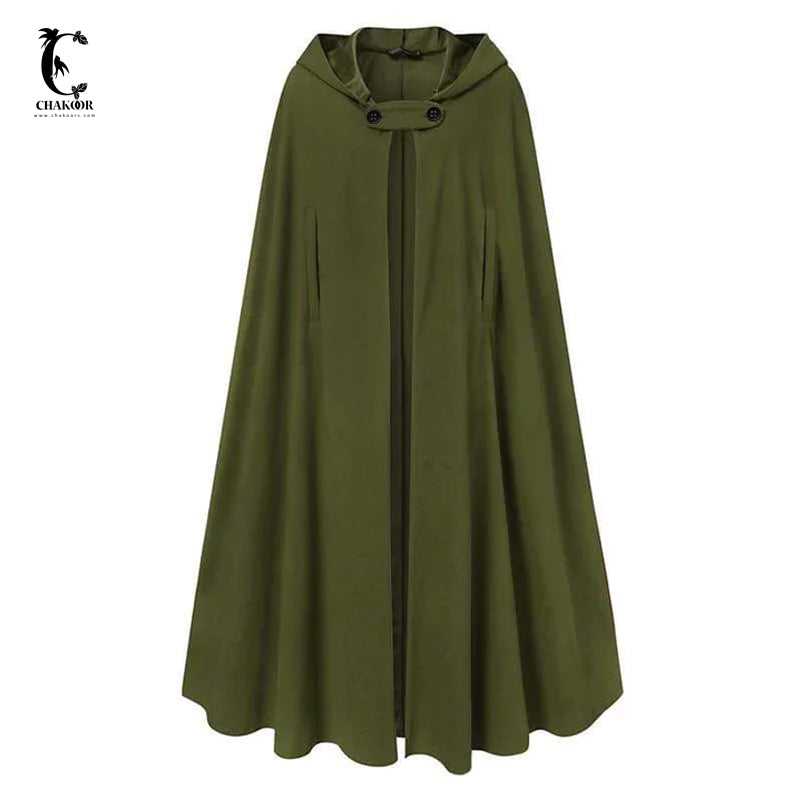 50% Off Chakoor Women Stylish Long Cape Cloak Hooded Coat Autumn Hoodies Poncho Warm Cosplay Outwear Windbreaker CH # 330