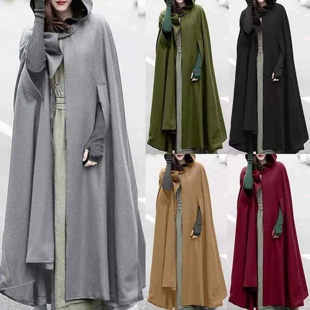 50% Off Chakoor Women Stylish Long Cape Cloak Hooded Coat Autumn Hoodies Poncho Warm Cosplay Outwear Windbreaker CH # 330