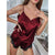 Chakoor Backless Silk Cami Top & Shorts - Red CHK # P43